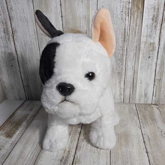 Toys R Us French Bulldog Plush Stuffed Animal White Black Eye Patch 2016 Puppy